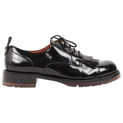 Pre-owned Valentino Garavani Patent Leather Lace Ups In Black