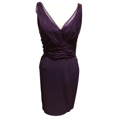 Pre-owned Dior Silk Mid-length Dress In Purple