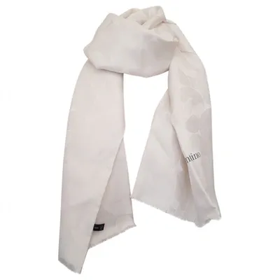 Pre-owned Valentino Silk Scarf In White