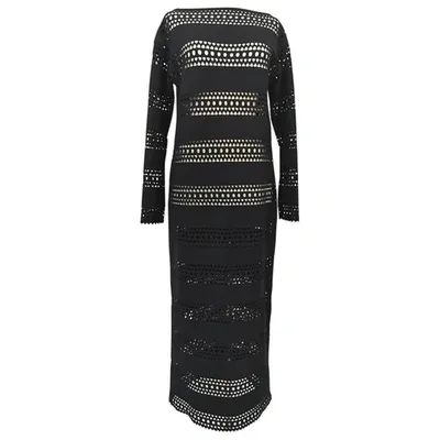 Pre-owned Alaïa Wool Maxi Dress In Black