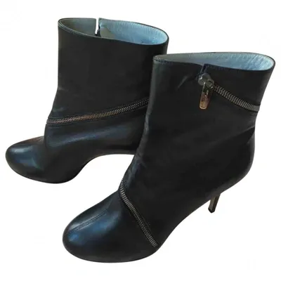 Pre-owned Sergio Rossi Leather Ankle Boots In Black