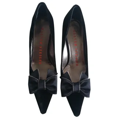 Pre-owned Walter Steiger Velvet Heels In Black