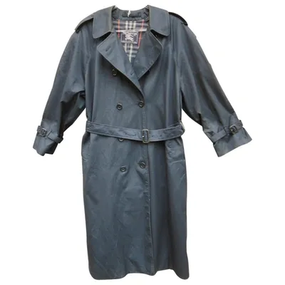 Pre-owned Burberry Trench Coat In Navy