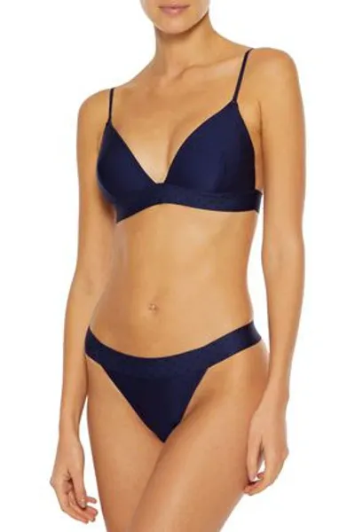 Zimmermann Jacquard-trimmed Triangle Bikini Top In Navy