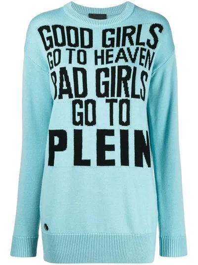 Philipp Plein Logo Print Jumper In Blue