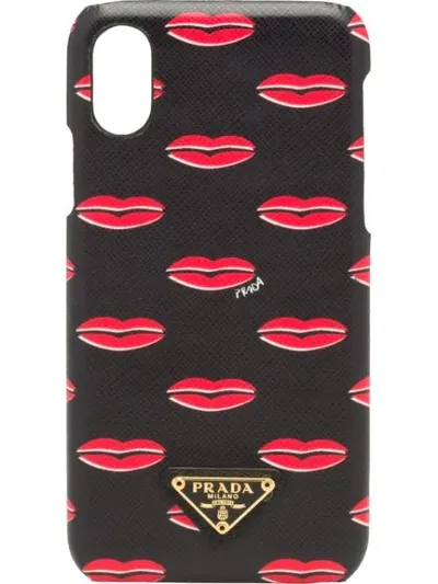 Prada Lip Print Iphone X/xs Case In Black