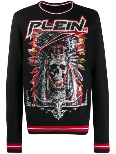 Philipp Plein Embellished Swetshirt In Black