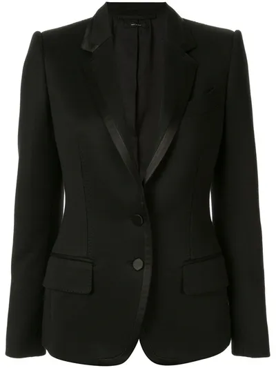 Tom Ford Contrast Trim Blazer In Black