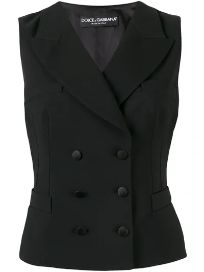 Dolce & Gabbana Double-breasted Waistcoat In Black