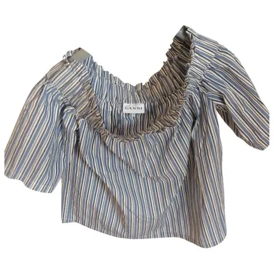 Pre-owned Ganni Ss18 Blouse In Ecru