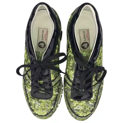 Pre-owned Lanvin Glitter Trainers In Green