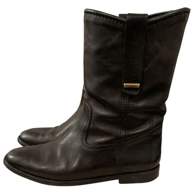 Pre-owned Burberry Leather Ankle Boots In Black