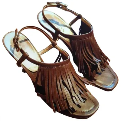 Pre-owned Prada Leather Sandals In Brown