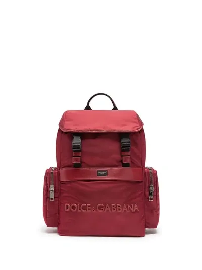 Dolce & Gabbana Dna Sicilia Backpack With Rubberized Logo In Red