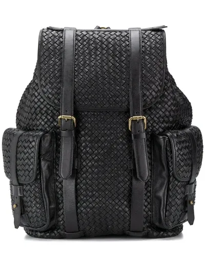 Officine Creative Clever Woven Backpack In Black