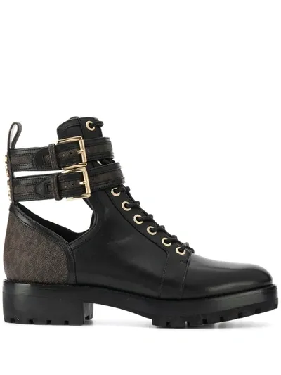 Michael Michael Kors Ankle Strap Boots In Black