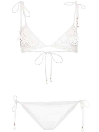 Zimmermann Kirra Laser-cut Bikini Set In White