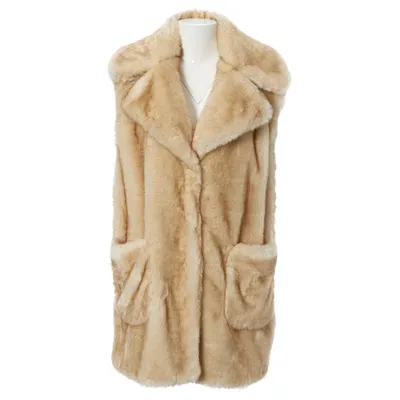 Pre-owned Dondup Faux Fur Coat In Beige