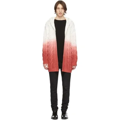 Saint Laurent Ombré-effect Cable Knit Cardigan In Pink