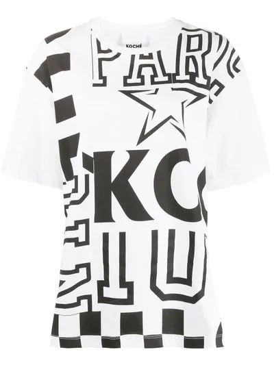 Koché B&w Patchwork Print Tee-shirt In White