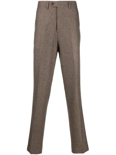 Paura Houndstooth Straight-leg Trousers In Brown