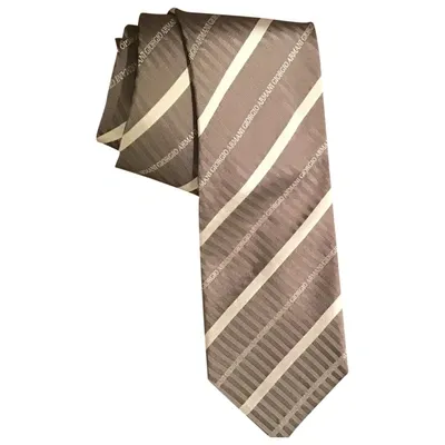 Pre-owned Giorgio Armani Silk Tie In Grey