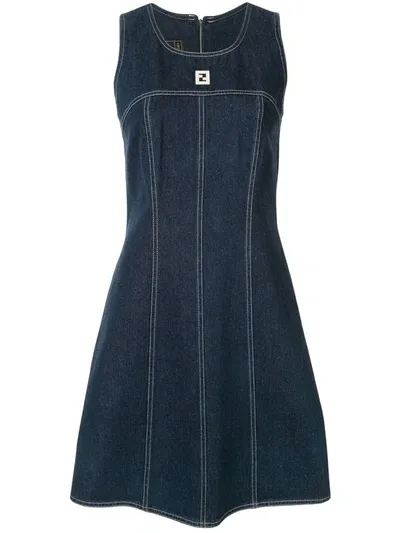 Pre-owned Fendi Sleeveless Denim Dress In Blue