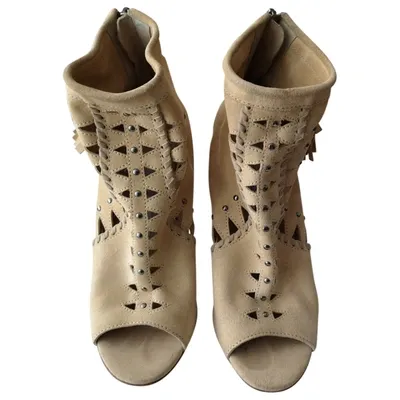 Pre-owned Jimmy Choo Open Toe Boots In Beige