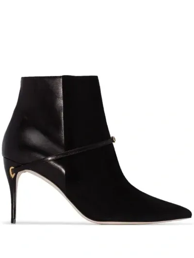 Jennifer Chamandi Black Nicolo 85 Leather Ankle Boots