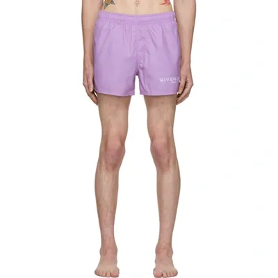 Givenchy Classic Logo Drawstring Swim Shorts In Purple