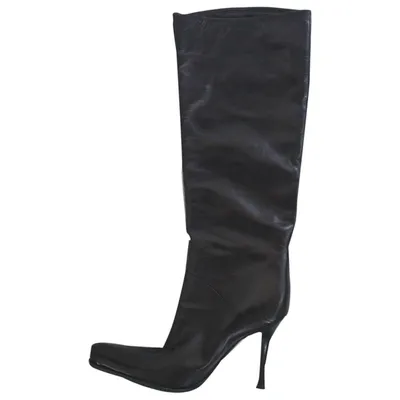 Pre-owned Sergio Rossi Leather Boots In Black