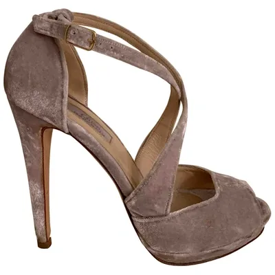 Pre-owned Luisa Beccaria Velvet Sandals In Grey