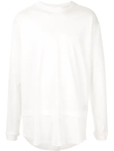 The Viridi-anne Layered Hem Long Sleeve Top In White