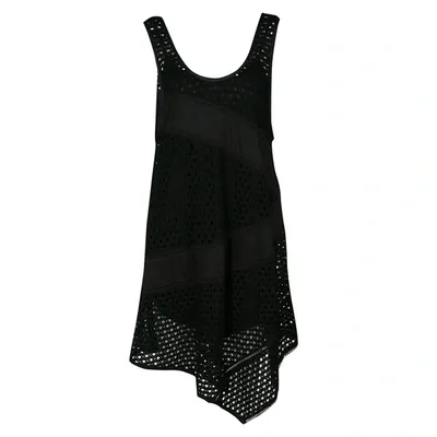 Pre-owned Marc By Marc Jacobs Black Eyelet Jersey Asymmetric Sleeveless Yuki Dress S