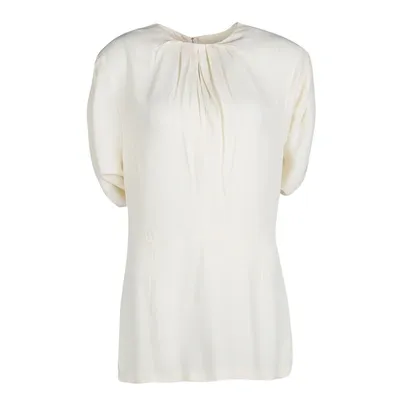 Pre-owned Marni Cream Pleat Detail Draped Cut Out Sleeve Tunic M