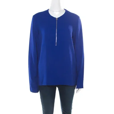 Pre-owned Stella Mccartney Blue Crepe Zip Detail Arlesa Blouse S