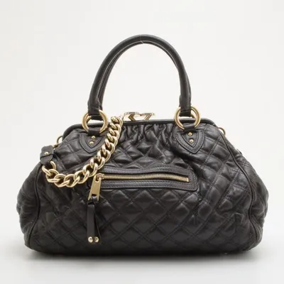 Pre-owned Marc Jacobs Black Quilted Leather Stam Satchel