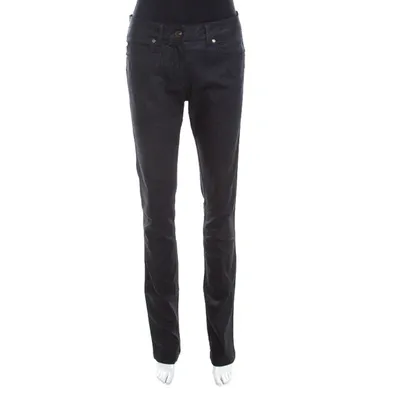 Pre-owned Escada Black Glitter Denim High Rise Straight Leg Jeans M