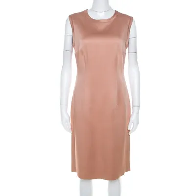 Pre-owned Lanvin Beige Stretch-wool Sleeveless Sheath Dress M