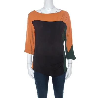 Pre-owned Dries Van Noten Multicolor Crepe Colorblock Top M