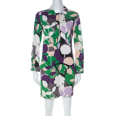 Pre-owned Diane Von Furstenberg Multicolor Printed Silk Jersey Nicole Tunic M