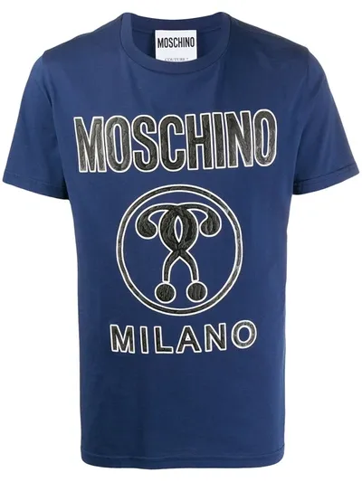 Moschino Embossed Question Mark T-shirt In Blue