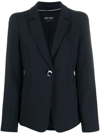 Giorgio Armani Stretch Wool Single Breasted Jacket In Navy