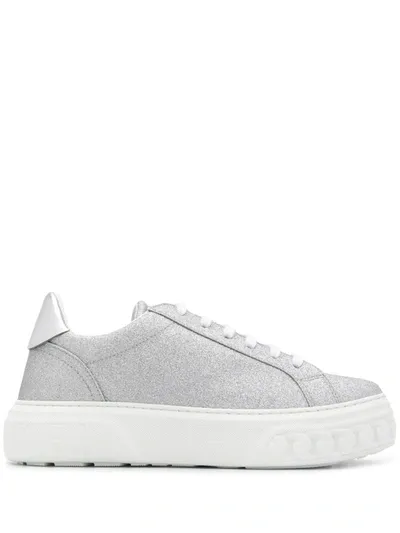 Casadei Glitter Sneakers In Silver