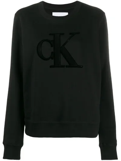 Calvin Klein Jeans Est.1978 Bae Logo Sweatshirt In Black