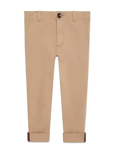 Gucci Kids' Children's Gabardine Pant With Web In Neutrals