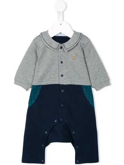 Familiar Babies' Polo Neck Style Romper In Blue