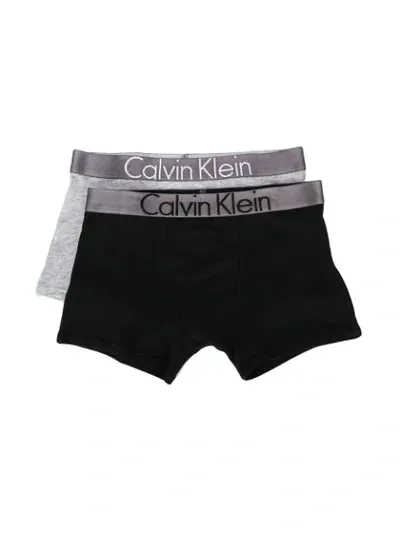 Calvin Klein Kids' Set Of Boxer Briefs In Black