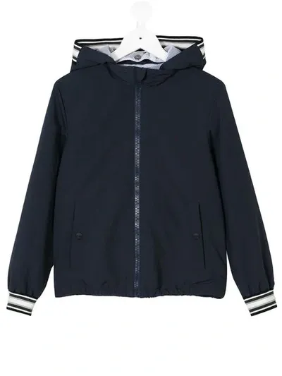 Herno Teen Hooded Bomber Jacket In Blue