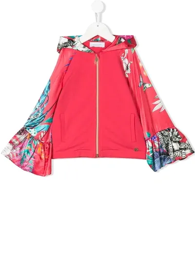 Roberto Cavalli Junior Kids' Zip-front Printed Hoodie In Pink